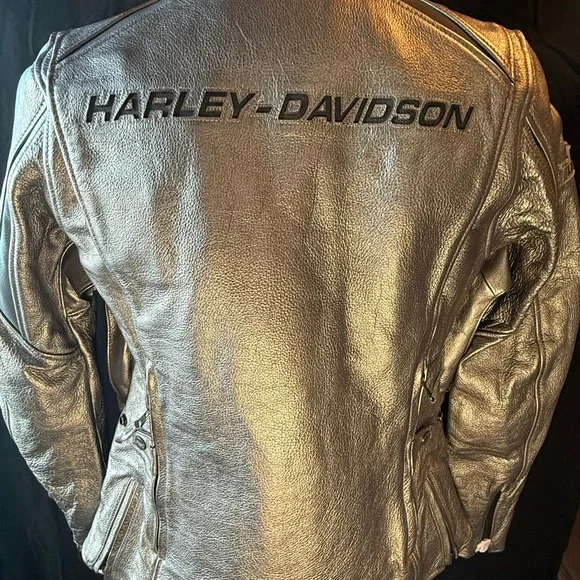 ✨ NEW WITH TAGS Women’s Harley Davidson metallic Leather Riding Jacket - Picture 1 of 16